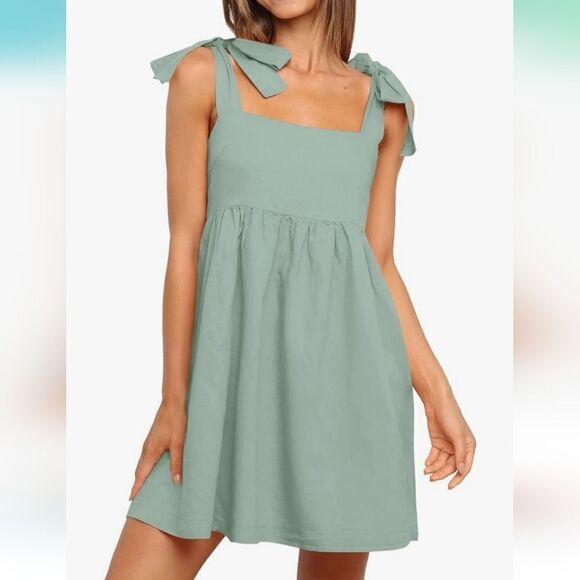 Clarisbelle shoulder tie cute mint green dress - Picture 8 of 13